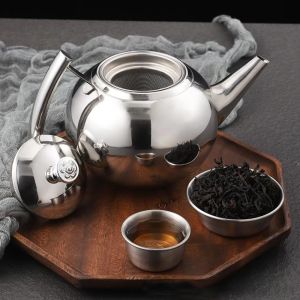 GURUNGMANI 1/1.5/2L Teapot Water Kettle with Filter Stainless Steel Tea Pot Polished Thickened Gas Induction Cooker Kettle Household