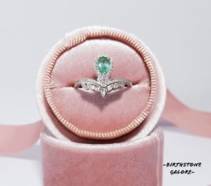 Natural Emerald Birthstone S925 adjustable ring/gemstone/May birthstone/cincin emerald/S925 silver