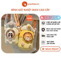 Bình giữ nhiệt cute inox 316 thiết kế dễ thương, bình nước giữ nhiệt kèm dây đeo tiện lợi Tặng sticker 2D,3D-Yourbox.vn. 