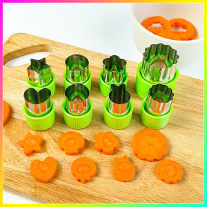 8 / 12 pcs / set Cetakan Pemotong Sayuran / Buah / Kue / Biskuit Bentuk Bunga / Bintang / Hati Bahan Stainless Steel