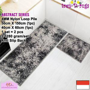 Tren-D-rugs Keset kaki motif abstrak modern alas dapur panjang lantai anti slip 1 set isi 2pcs - NMs
