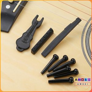 Amoki Guitar Saddle and Slotted Nut for 6 Strings Acoustic Guitar Parts Accessory Set