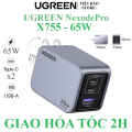 Bộ sạc nhanh UGREEN 65W NexodePro X755 3 cổng 2C1A Samsung PPS 45W PD 65W. 