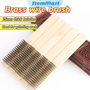 ItemMart Wire Brushes Copper Plated Steel Brushes with Wood Handle 16 x 6 Lines Wire Scratch Brush