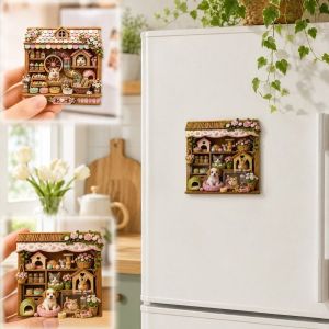 MYTHIS 3D Raised Relief Pet House Fridge  Cartoon Puppy Hamster Resin ic Ornament Cute Refrigerator s Kitchen Decor