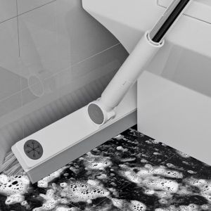 แปรงขัดพื้น 2in1 พร้อมที่รีดน้ำ หัวแปรงปรับได้ ด้ามยาว ขนแหลม ขัดซอกมุม แปรงขัดห้องน้ำ