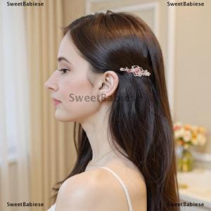 [COD] SweetBabiese Tinh thể màu hồng tình yêu tóc clip một từ Duckbill clip cho cô gái bên Clip ngọt ngào kẹp tóc Phụ kiện tóc của phụ nữ