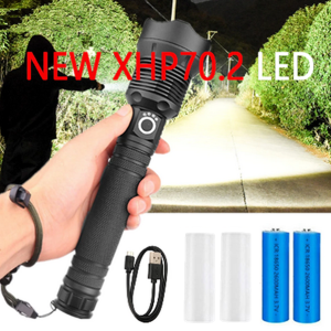 Super Powerful LED Flashlight CREE XLAMP XHP70.2  Zoom Waterproof torch USB rechargeable with 2x18650 & Adapter