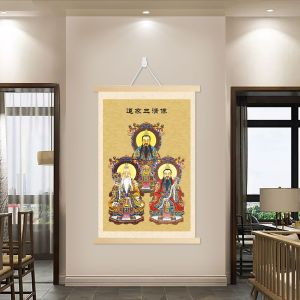 道家祖师爷三清画像客厅玄关茶室书房禅室装饰三清道祖挂画神仙画像挂画驱邪保平安聚财