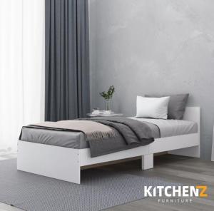 KitchenZ 15mm Thick Board Strong Wooden Single Bed Frame with Headboard Single Size Durable Sturdy Strong Bearing Capacity