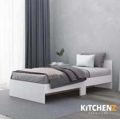 KitchenZ 15mm Thick Board Strong Wooden Single Bed Frame with Headboard Single Size Durable Sturdy Strong Bearing Capacity