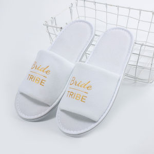 Bride wedding half toe exposed bridesmaid coral fleece slippers printed full package single party slipper