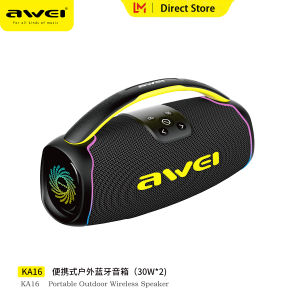 Awei KA16 Double Horn Portable Bluetooth Speaker RGB Light Outdoor Speaker with 6000mAh High-Capacity Handheld Design Support Battery Level Indication