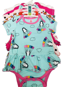 set 5 Bộ bodychip liền váy cotton cho bé 3 tháng - 2 tuổi