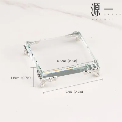 [Yuanyi] 多规格水晶底座摆件 艺术品展示架 加厚 玻璃 底座 水晶玻璃金属轻奢珠宝展示盘Multi-specification Crystal Base Ornaments Artwork Display Stand Thickened Glass Base