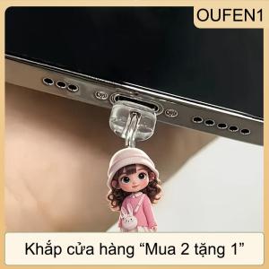 [COD] OUFEN1 Điện Thoại Di Động Bụi Cắm Pendan Dễ Thương Mèo Con Chó Shamrock Trang Trí Treo Mặt Dây Chuyền Cho Iphone Loại C Sạc Cổng Chống-Bụi Cắm
