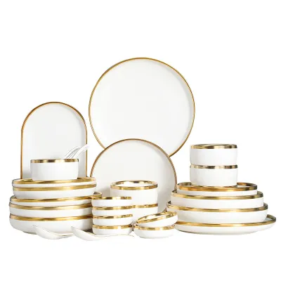 (18 pcs) MILANDO Premium Nordic Tableware Ceramic Set Dinnerware Wedding Gift Dinner Plate Pinggan Mangkuk Door Gift (Type 20)