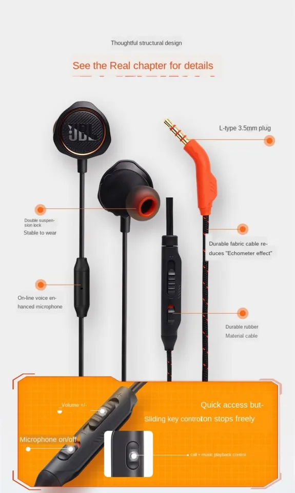 Original for JBL Quantum 50 Wired In-ear Gaming Headset with Mute