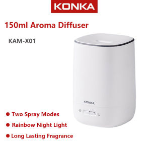 Fast Delivery KONKA USB Humidifier 10 Hours Continuous Battery Life Rainbow Night Light Aroma Diffuser Low Noise Purifier Air Diffuser for Essential Oil Air Purifier with Aroma Aromatherapy Air Humidifier With 150ML aromatherapy diffuser