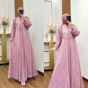 Devita Dress Matt Ceruty Mix Brukat Apk Payet Dress Kondangan Wanita Dewasa Terbaru 2025 Kekinian
