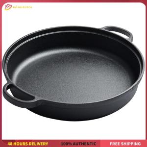Winnereco 8.7/9.8/11/11.8 Inch Cast Iron Frying Pan with Double Handles Baking Tray for Bread Baking Outdoor Cooking Camping