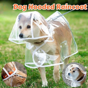 Dog Transparent Raincoat Pet Jacket Rain Adjuastable Waterproof Hooded Design Pet Dog Windproof Coat