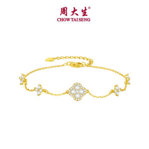 CTS Silver Zircon Four-leaf Clover Bracelet CHOW TAI SENG 周大生 S0WA00159CH