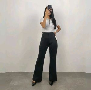 Celana Higwaist Flare Pants 388 - Celana Flare Pants - Highwaist Kulot Cutbray