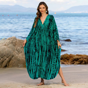 2026 New Loose Cotton Maxi Dress Womens Beach Holiday Printed Gown Large Size Bikini Cover up Chinese Manufacturer Stock Available