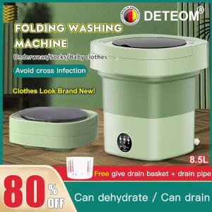 Folding Mini Washer Portable Automatic Washing Machine Dump Drain Wash Socks Underwear