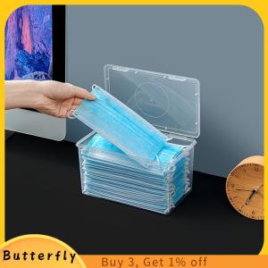 Butterfly กล่องเก็บหน้ากากกล่องกระดาษทิชชูเปียกที่ใส่ทิชชู่เปียกที่ใส่ทิชชู่เปียกสำหรับเด็กในครัวเรือนกันฝุ่นพร้อมฝาปิดภาชนะปิดผนึกในครัว