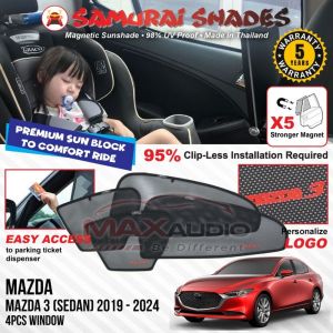 Car Sunshade MAZDA 2 3 6 CX-3 CX3 CX-5 CX5 SKYACTIV STRONG MAGNET SAMURAI SUN SHADES Magnetic Pelindung Matahari Kereta