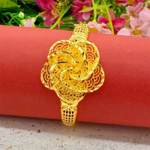 Phụ kiện đồ trang trí cô dâu mạ Vòng tay vàng nữ hoa lớn rỗng sang trọng