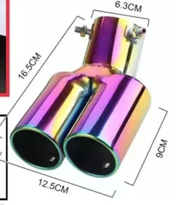 CAR EXHAUST PIPE EXTENSION Titanium Blue Rainbow Stainless Steel Chrome Trim Modified Rear Tail Throat Curve Ekzos Muffler Tip Kereta 汽车排气孔 Axia Myvi Bezza Alza Waja Saga Wira Persona Iriz Aruz Ativa Viva