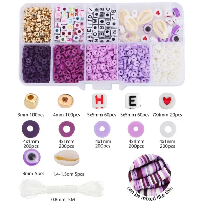 1350pcs/Set Box 4mm Clay Beads And Letter Beads Accessories Beads Kit For DIY Jewelry Making Bracelet Necklace