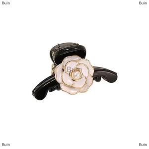 [COD] Buin Lovely Flower Vintage Small Hair Claws For Women Girls Retro Dripping Oil Camellia Hairpin Hair Accessories Headwear Ornament