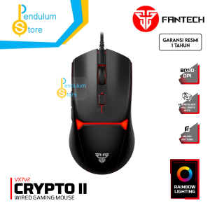 Fantech CRYPTO II VX7V2 VX7 Versi 2 Wired Gaming Mouse Macro 8000 DPI 6 Macro Button Programable RGB Rainbow Lighting Effect