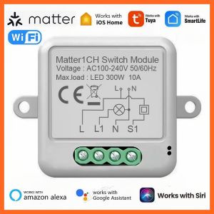 สวิตช์อัจฉริยะแบบไร้สายโมดูล Matter Protocol เครื่องตัดรีเลย์รีโมทไร้สายบ้านอัตโนมัติโมดูล DIY ทำงานร่วมกับ Siri Alexa Google