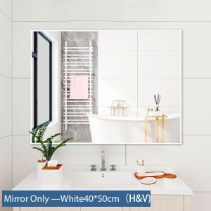 ​​FairCraft​​ Bathroom Mirror Rectangular Mirror With Shelf Non-Perforated Toilet Mirror Paste Washstand Mirror Dressing Mirror
