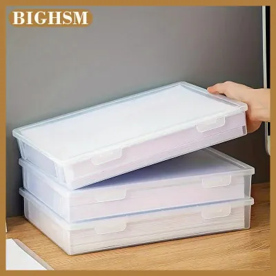 BIGHSM 1Pcs A4 Size Clear File Organizer Boxes With Lids-Transparent Document Storage Containers For Office Home Organization