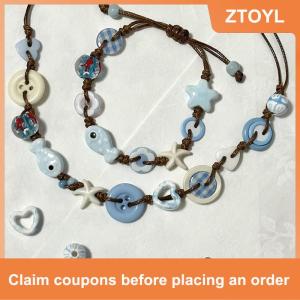 【ZTOYL】 Gốm boho cá sao đính cườm dệt vòng đeo tay tính khí kỳ nghỉ phong cách trang sức phụ kiện