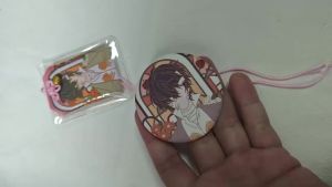 2Pcs/Lot Anime Bungo Stray Dogs 58mm Badge Embroidery Prayer Bag Dazai osamu Omamori Portable Pendant Bag Keychain Trinkets Good Luck Gift Guard Backpack Charms