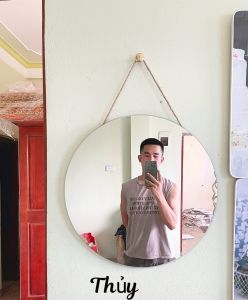 Gương tròn dán tường HÀNG CÓ SẴN SHIP NGAY gương treo dây đay Decor tiện lợi