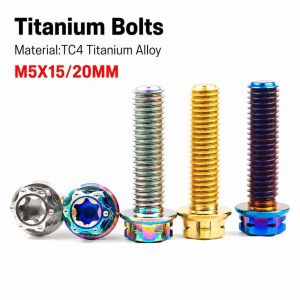 OWNNEW Hợp Titan GR5 Bu lông Torx có vành Nhiều màu sắc M5X15/20mm Phụ kiện xe máy Nhẹ Vít Torx