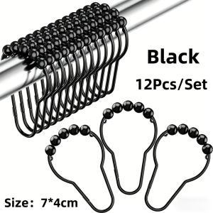 Roller Stainless Steel Hook Ring For Upper And Lower Bed Bath Shower Rod Hanger