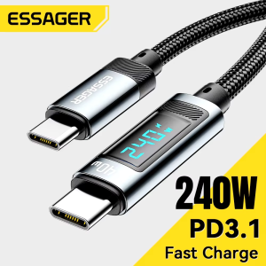 Essager - Cáp USB loại C sang USB C 240W 100W PD 3.1 sạc nhanh dây sạc cho Macbook máy tính xách tay Pro Samsung dây USBC 2M2026