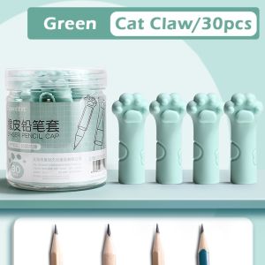 NOBLELYN 30pcs Dual-purpose Eraser Pencil Cap Cat Claw Shape Pencil Extender Cartoon Pencil Protective Case Students