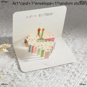 [COD] dfhws 3D Happy Birthday Card Cake Flower Card With Envelope Funny Birthday Card For Women Men Kid Friends Greeting Cards Gift Party