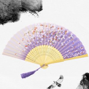 MAOMEI HOUSE Chất lượng cao Thủ công tự làm Đạo cụ biểu diễn Quà Tặng mùa hè Quạt thủ công Quạt gấp đạo cụ Quạt cầm tay Quạt gấp bằng lụa Trang trí nhà cửa Dụng cụ chụp ảnh