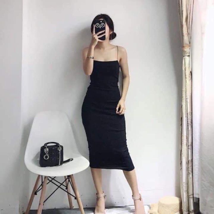 Váy đầm body 2 dây dáng dài đuôi cá màu be , đen hàng Quảng Châu lᴏại 1 |  Lazada.vn